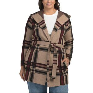 ADRIENNE VITTADINI Plus Hoodie Cardigan With Belt